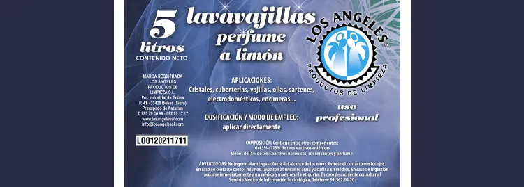 Lavavajillas perfume limón Los Ángeles 5 litros